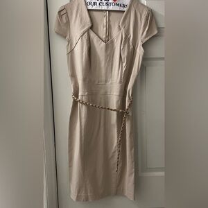 New York & Company Dress with belt- Size L Beige
